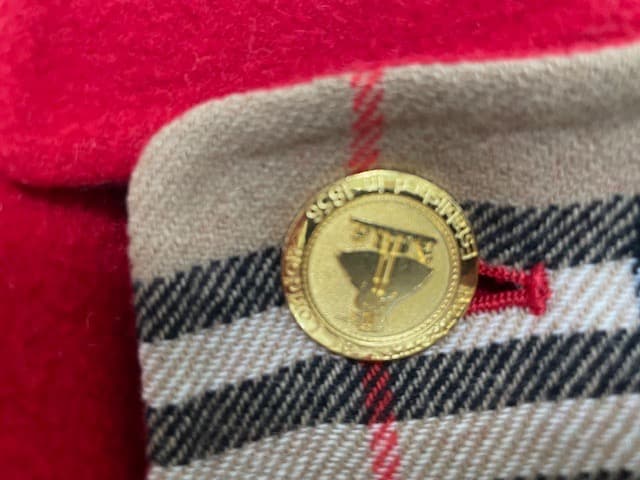 美品 バーバリー 希少赤 ダブルブレスト コート タータンチェック