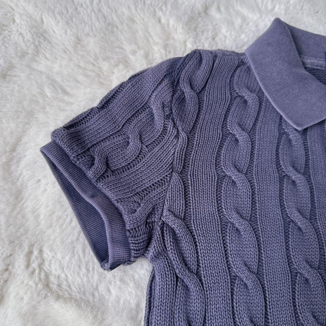 美品　ポロラルフローレン　ケーブルニット ポロシャツ　XS ネイビー　洗濯