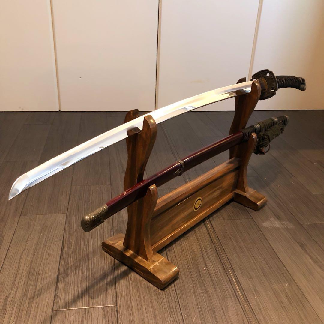 高級模造刀　日本軍拵え　居合刀　樋入刀身　合金刀身　朱拵え　重みあり