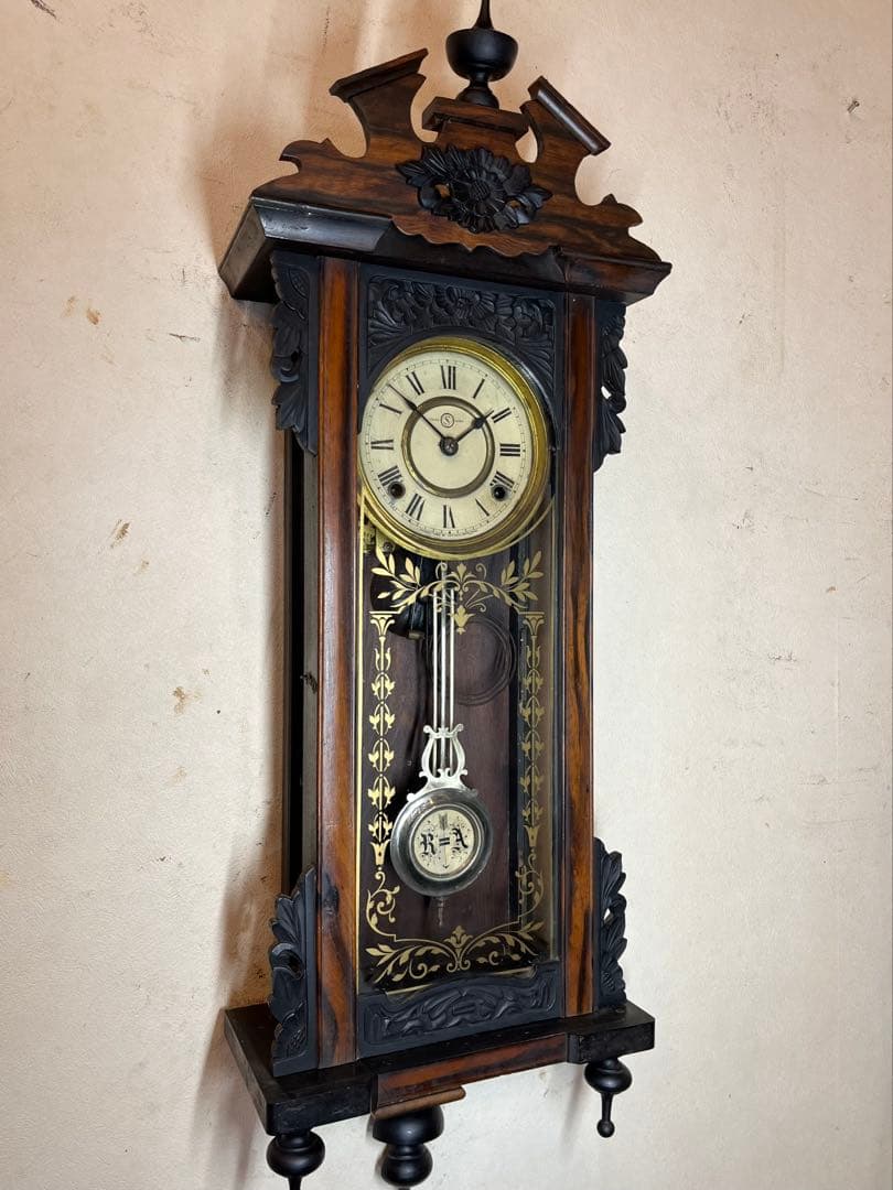 精工舎　黒柿　柱時計　古時計　振り子　ゼンマイ　ユンハンス　アンティーク　レトロ