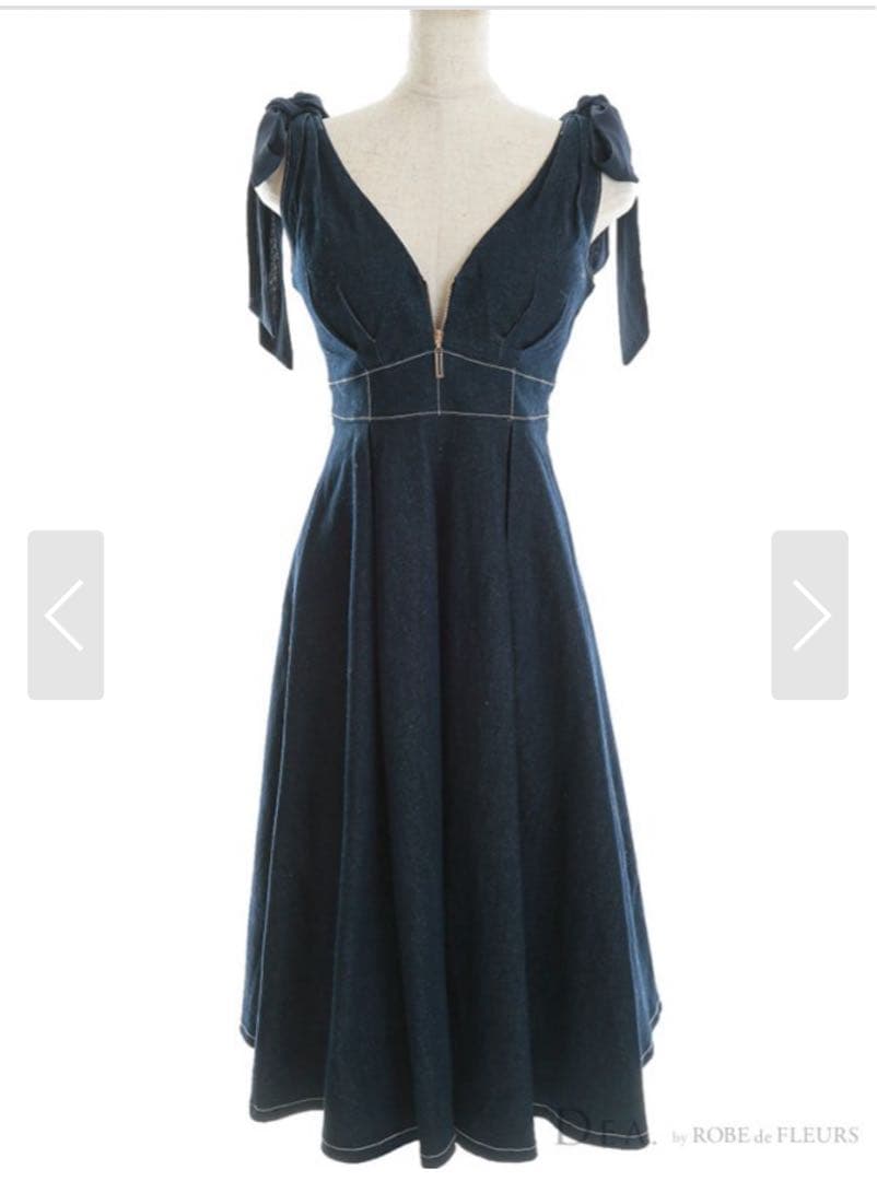 DEA ローブドフルール ネイビー Aラインドレス