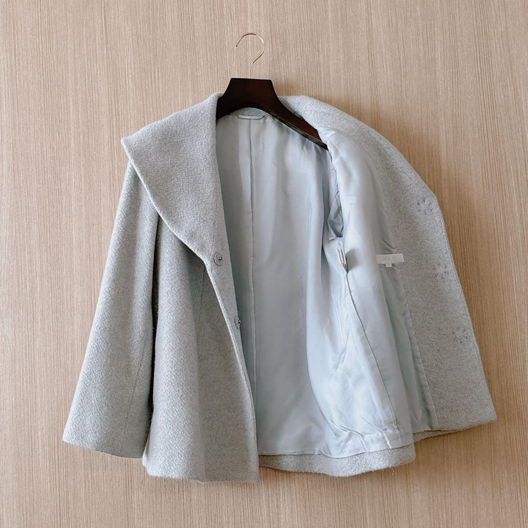 【1123】アナイ　アンゴラショートコート　ライトグレー　36 A