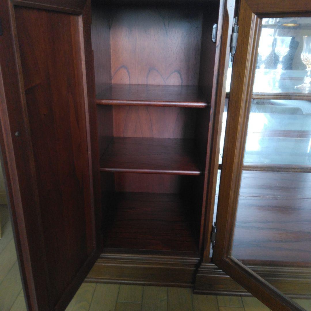 アンティーク 木製ガラス扉キャビネット サイドボード