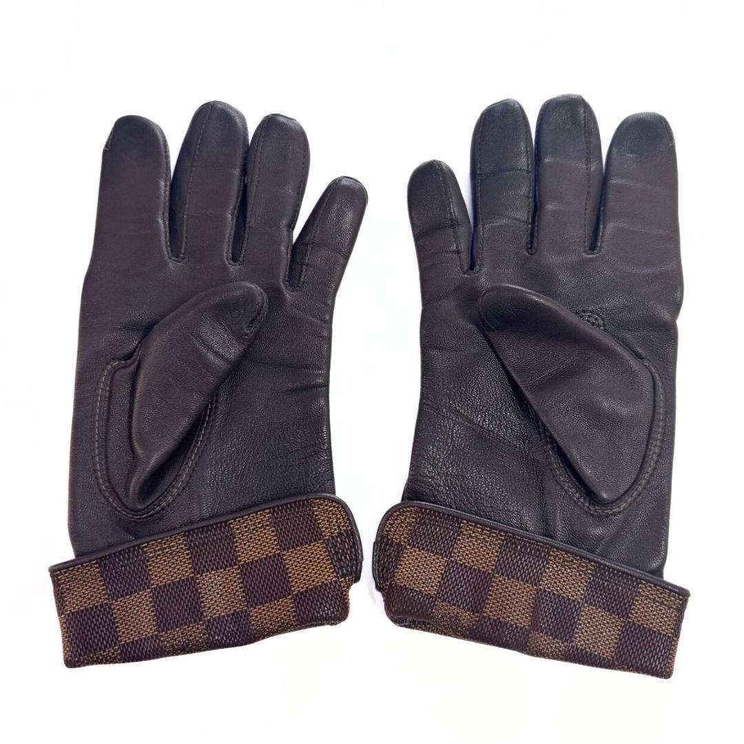 雷電 ルイヴィトン レザーグローブ ＃7.5 ラムスキン ダミエ 手袋