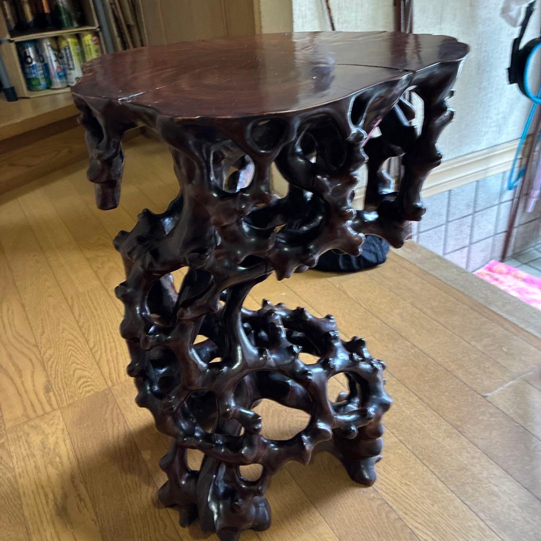 ‼️希少‼️根本、天然木、卓、飾台、花台、香炉台、日本式昭和レトロ根卓古美術明治大正