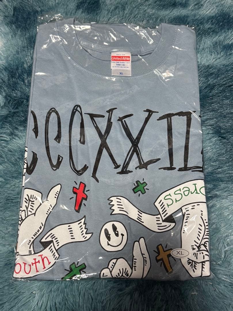 優里フェスローマ数字Tシャツ XL ブルー青