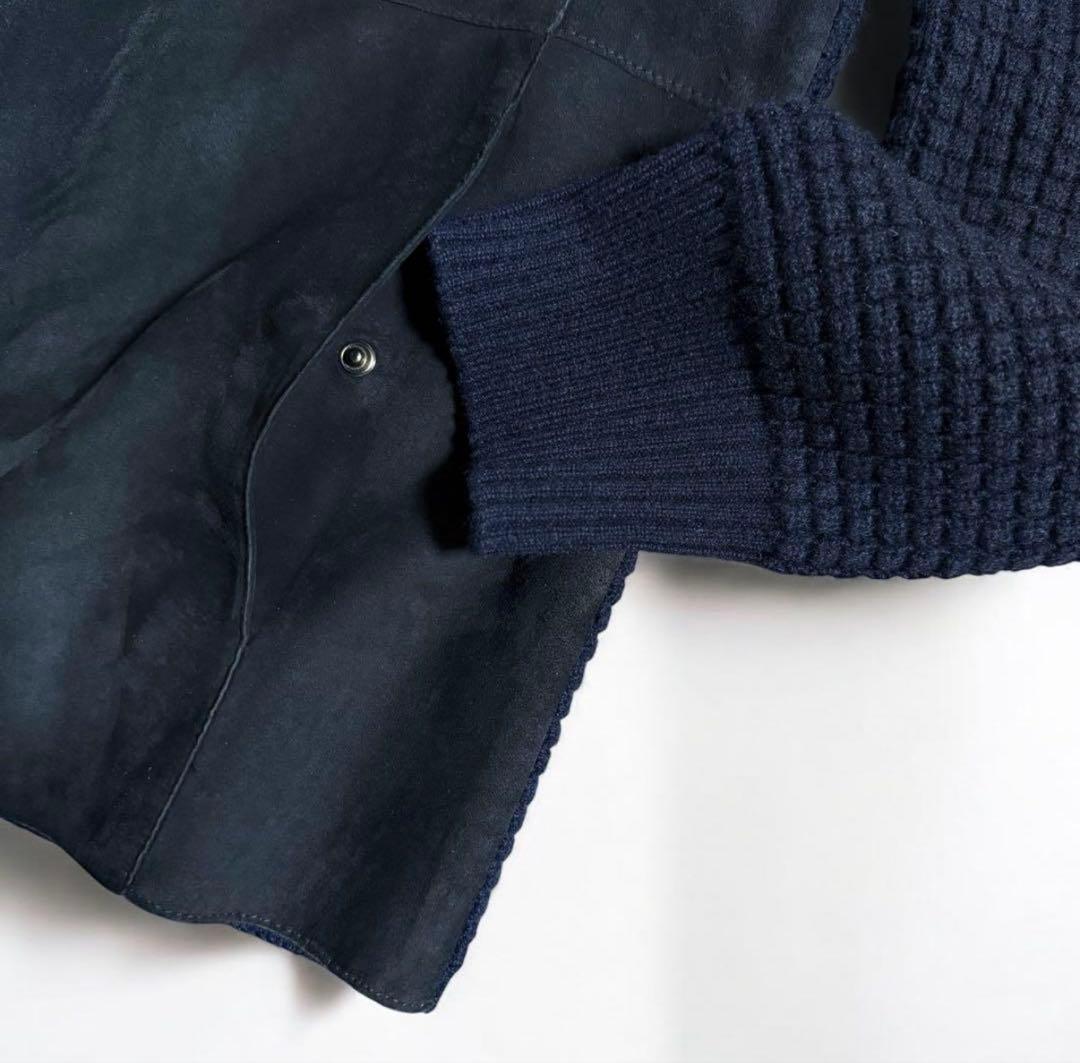 GIORGIO ARMANI 高級スウェード レザー ニット ジャケット