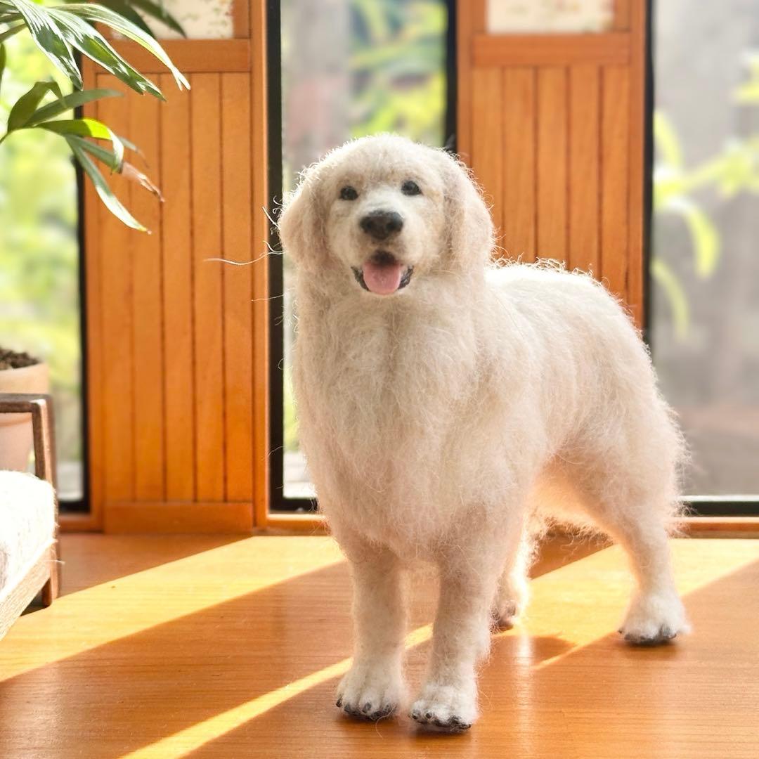 【羊毛フェルト ゴールデンレトリバー 犬 】 ドールハウス ミニチュア 1/6