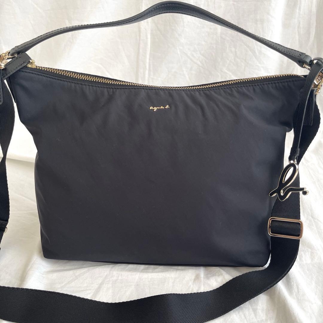 【美品】agnes b. アニエスベー　2way ショルダーバッグ　ロゴチャーム
