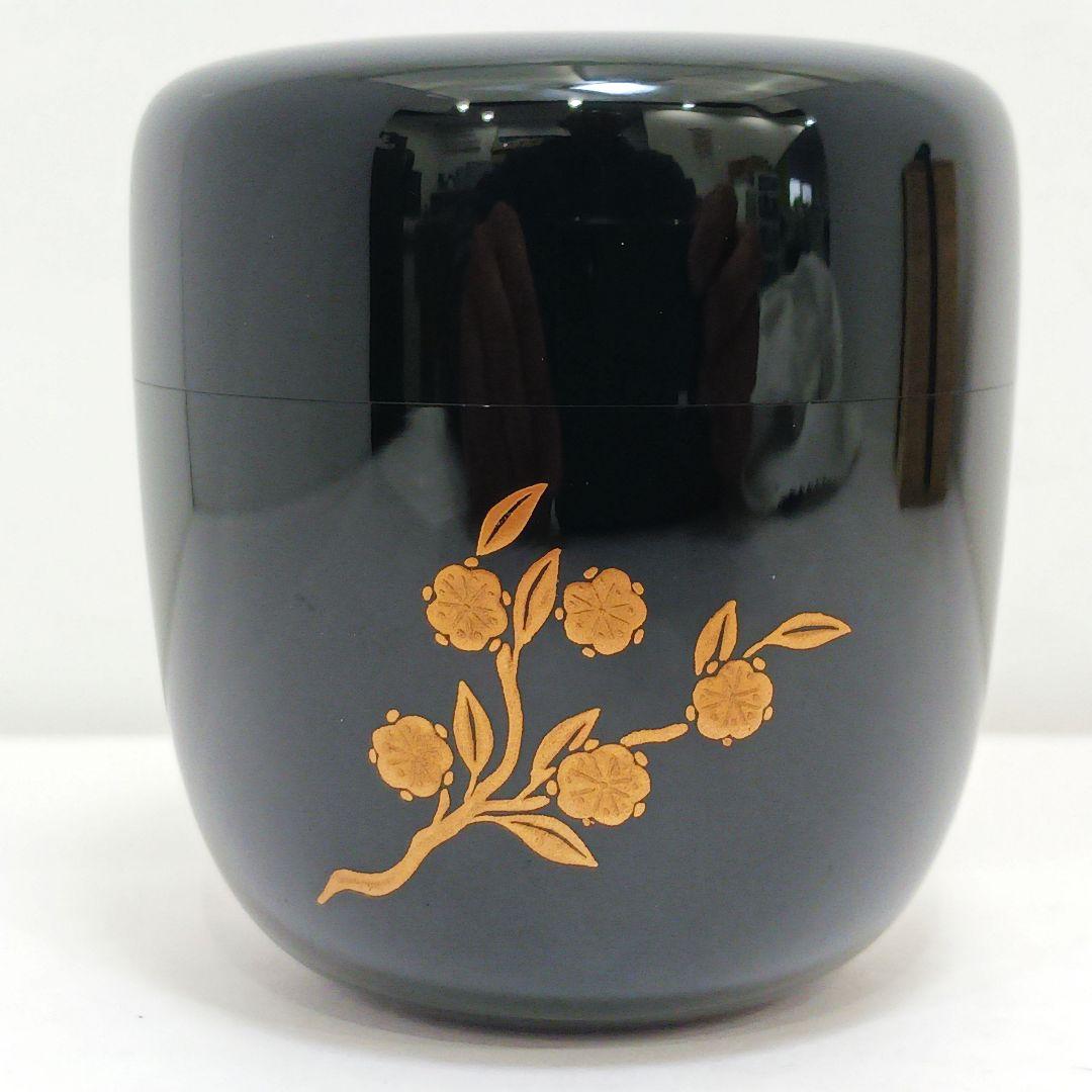 Y3031-2 茶道具 加賀蒔絵師 竹内幸斎作 立雛蒔絵 中棗 共箱　#13