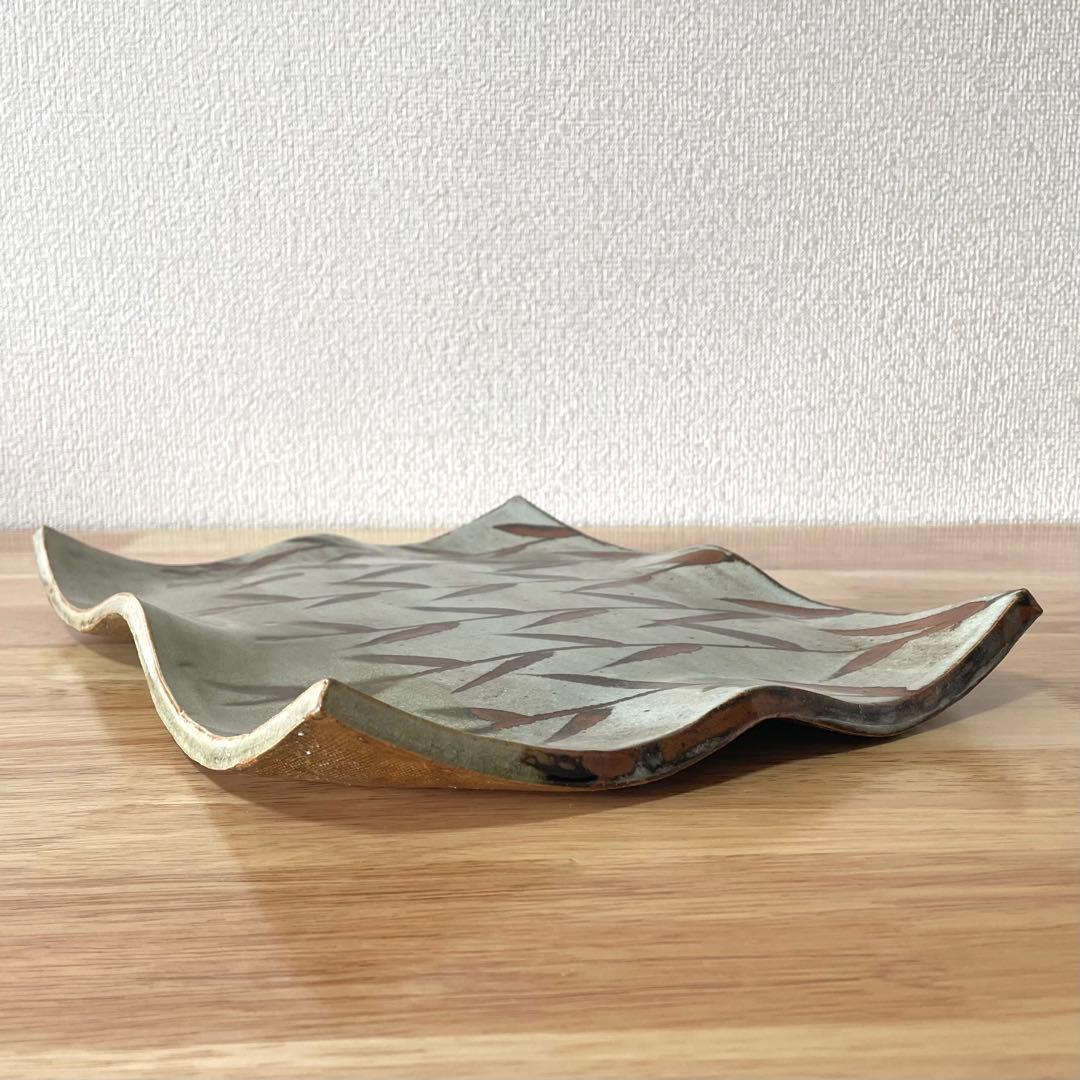 鉄絵 笹文 まな板皿　角皿 長方皿 在銘 藏 検） 鈴木藏？ 鈴木蔵？ 美濃