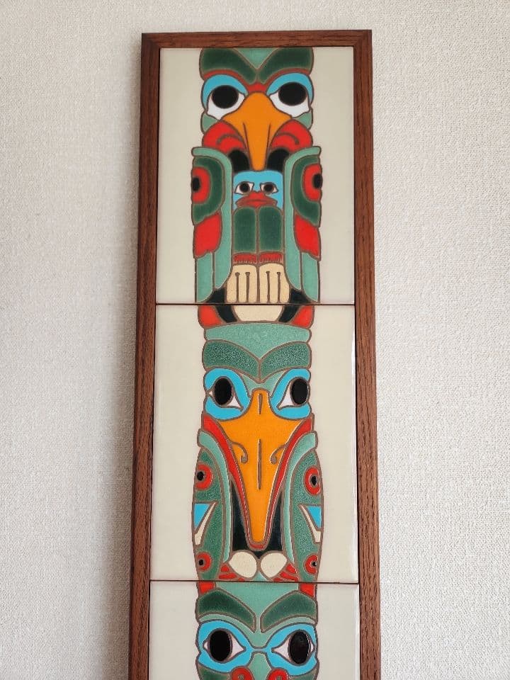 北米　サンタフェ　ネイティブアメリカン　額装タイル絵