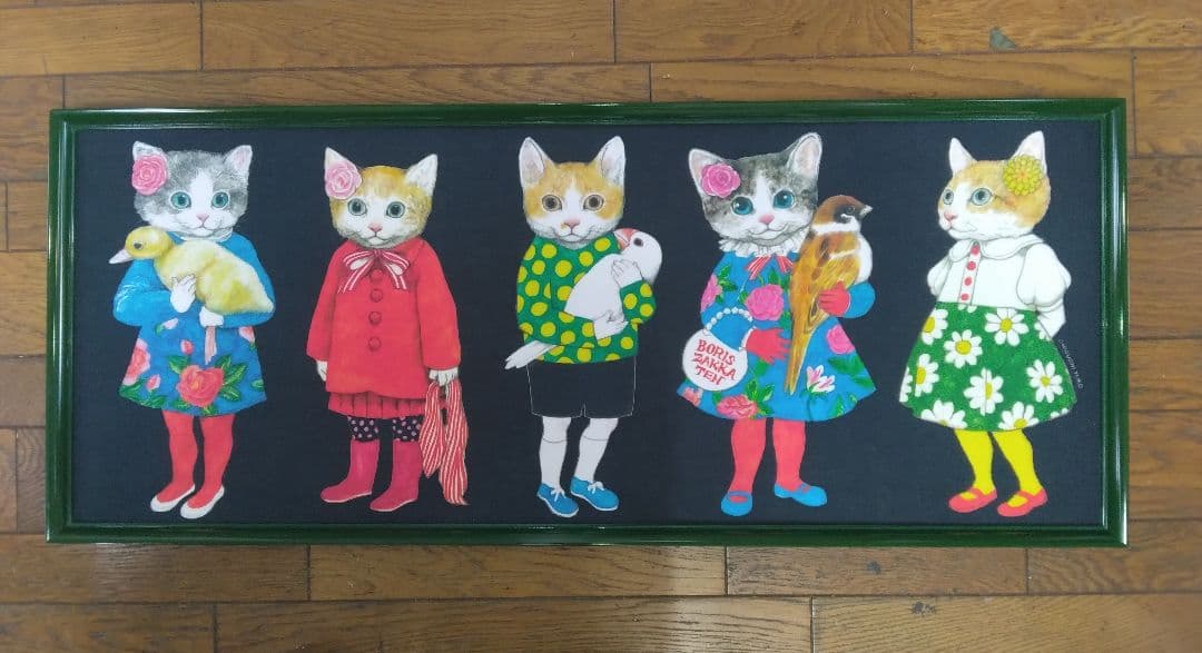 ヒグチユウコ手ぬぐい額装品「おしゃれさん」