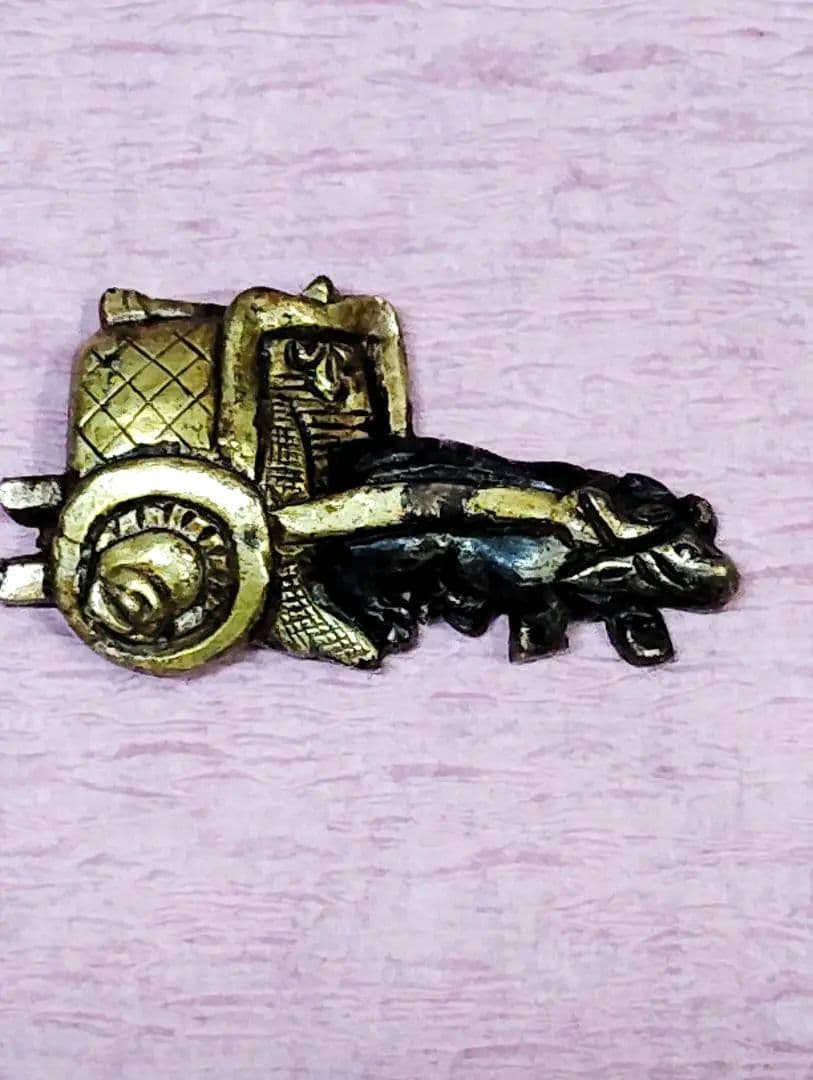 刀装具 目貫 金色絵 牛車図 時代物