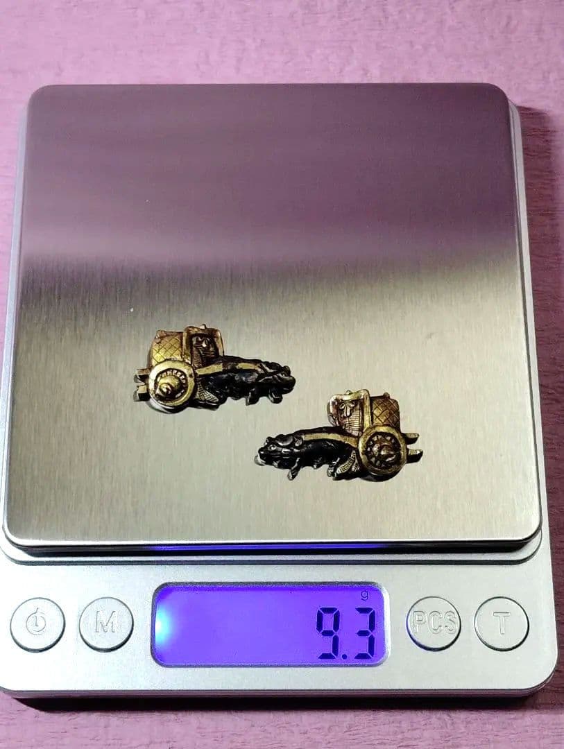 刀装具 目貫 金色絵 牛車図 時代物