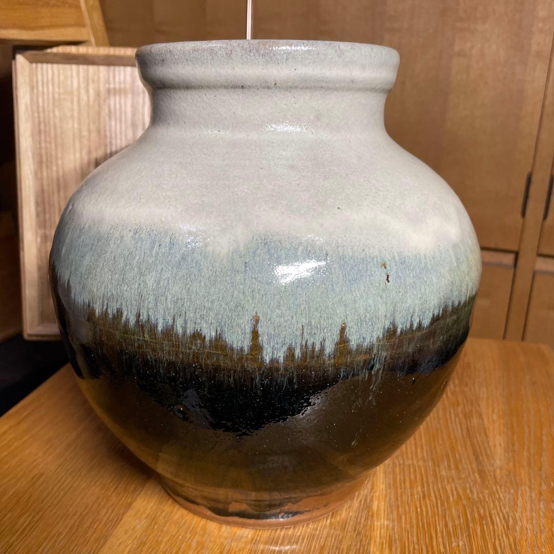益子焼　浜田篤哉　掛合釉花瓶　共箱