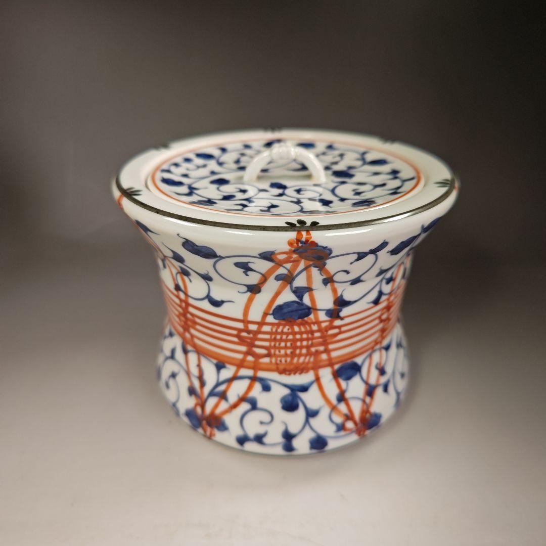 イ339 水指『御室窯　染付　鼓　水指　共箱』茶道具