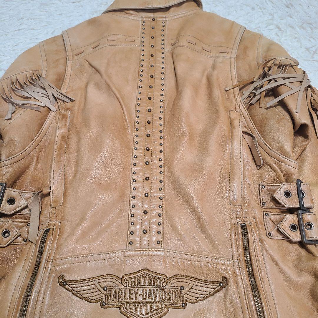 ヴィンテージ ハーレーダビットソン シングル ライダースジャケット ロゴ刺繍