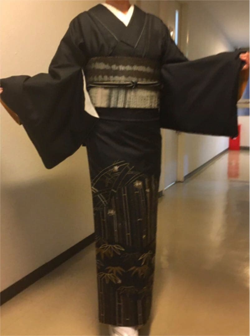 フ*ゴ様 本場縞大島紬　訪問着　正絹　刺し子