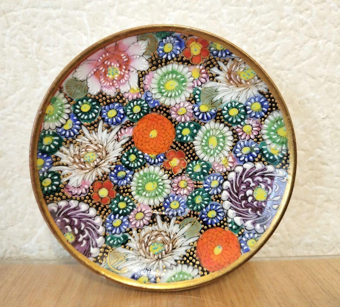 5枚組　九谷焼　色絵　花詰豆皿