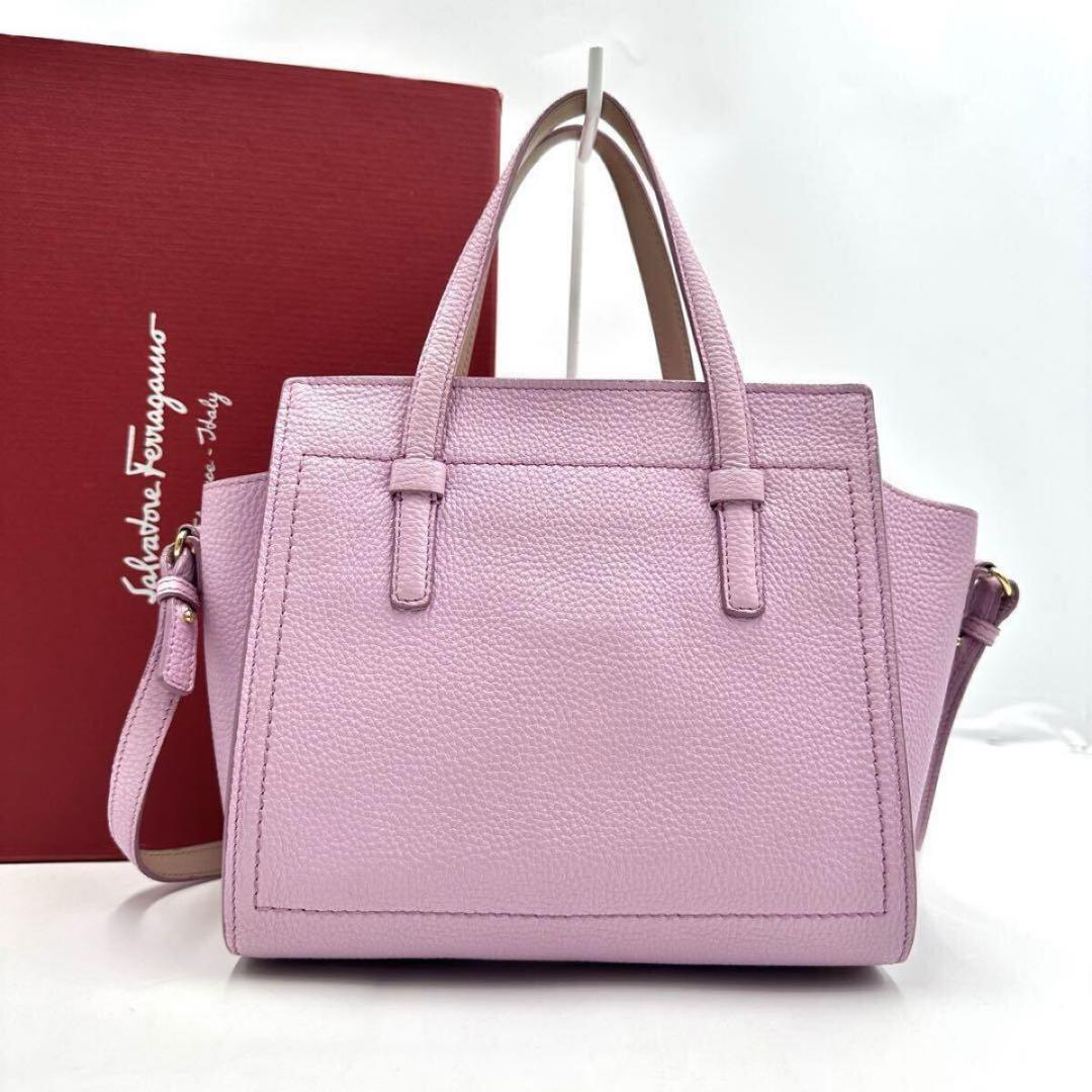 超極美品● フェラガモ 2way ハンドバッグ エイミー ガンチーニ ピンク