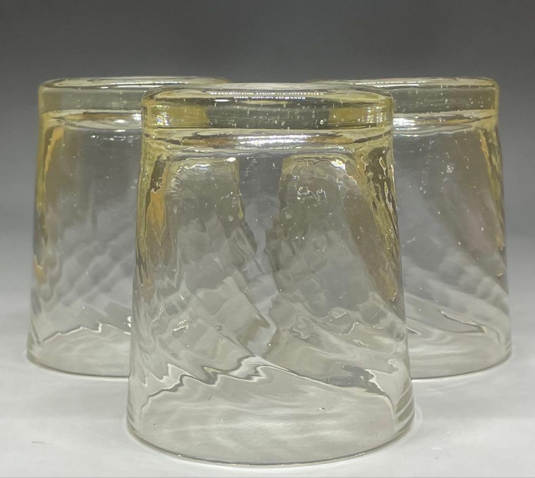 倉敷ガラス　小谷真三　吹きガラス　グラス3客　E102