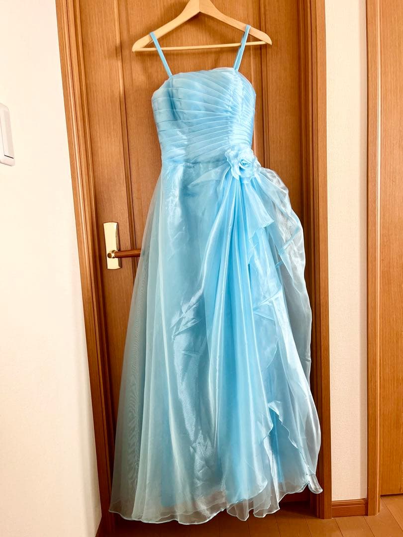 ロングドレス アイスブルー　カラードレス 発表会 演奏会　水色　ブルー　前撮り