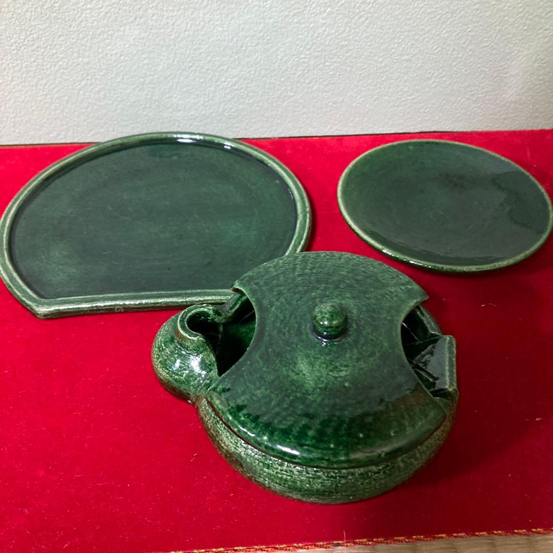 茶道　夜咄　短溪　雀瓦3点