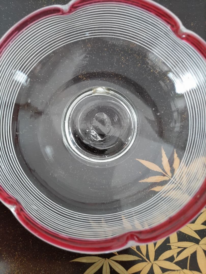 明治〜大正期　千段巻　輪花 金赤べり　氷コップ