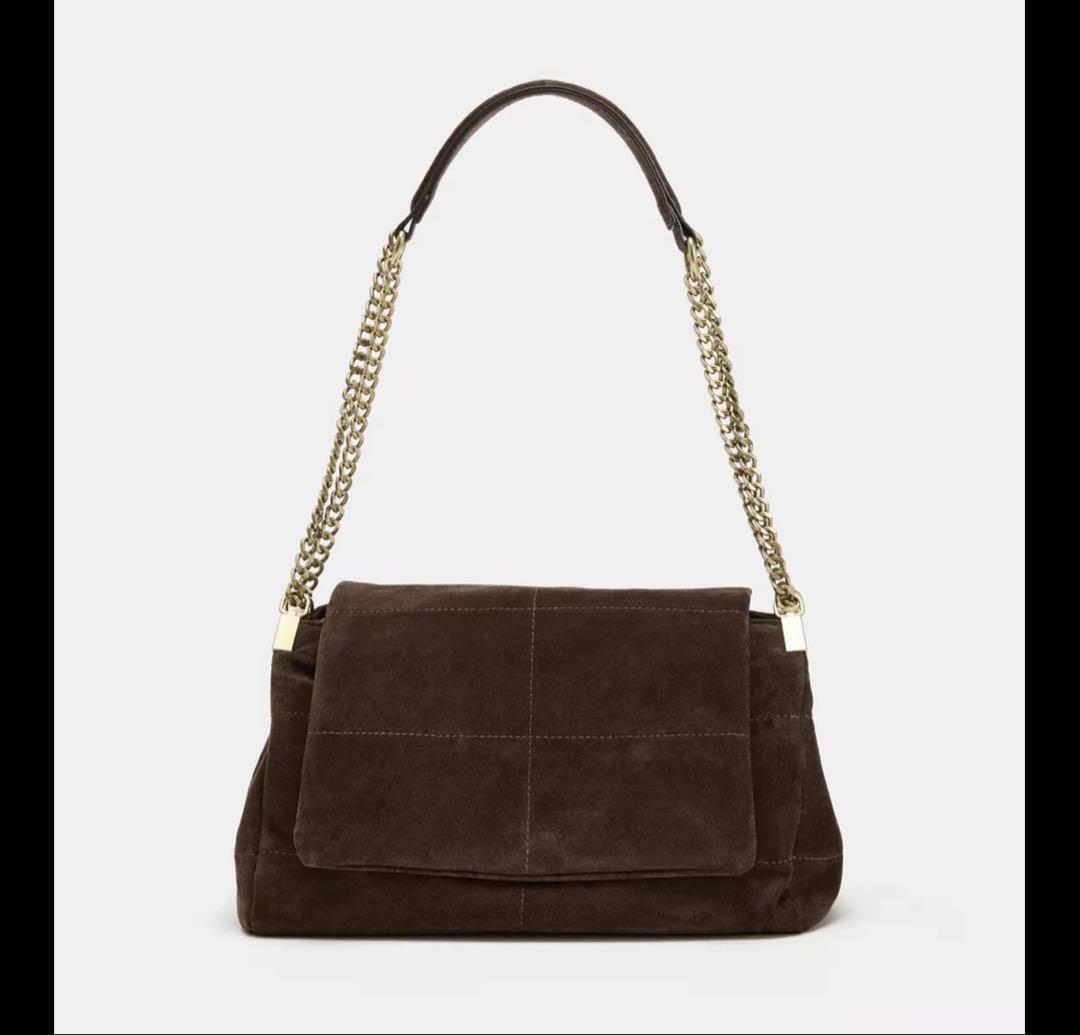 ZARA ダークブラウン スエード ショルダーバッグ自宅保管