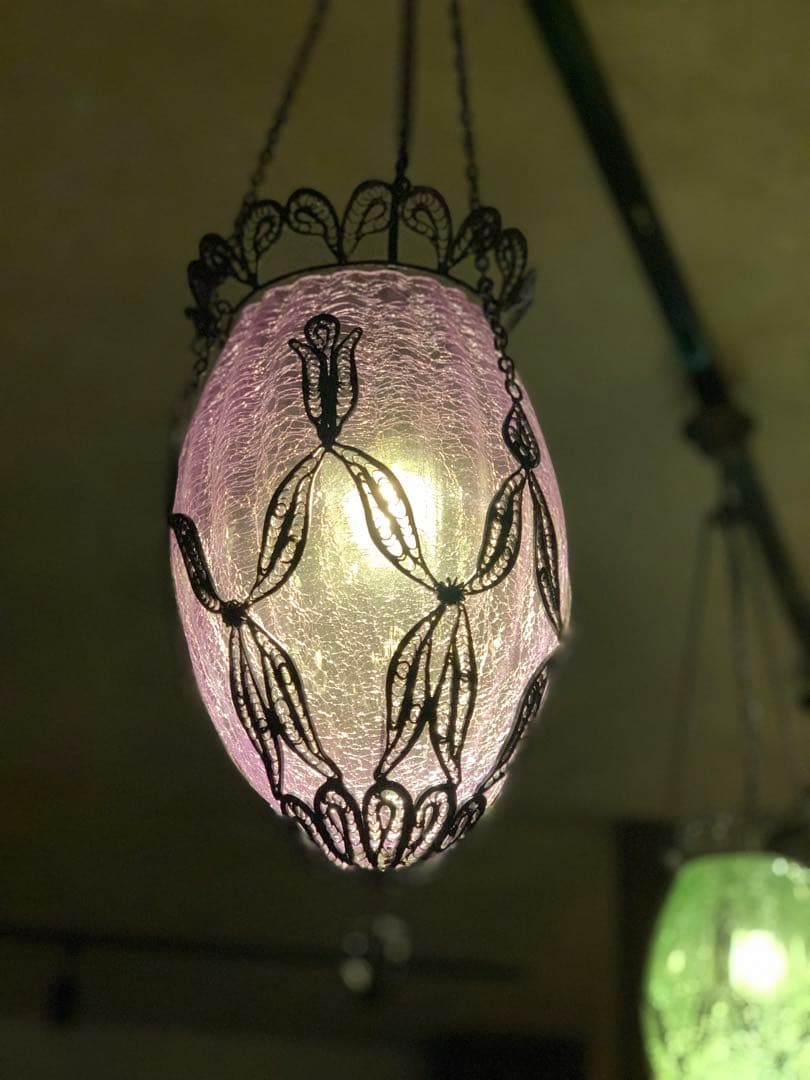 トルコランプ　クラックガラス　吊り下げ　シーリング