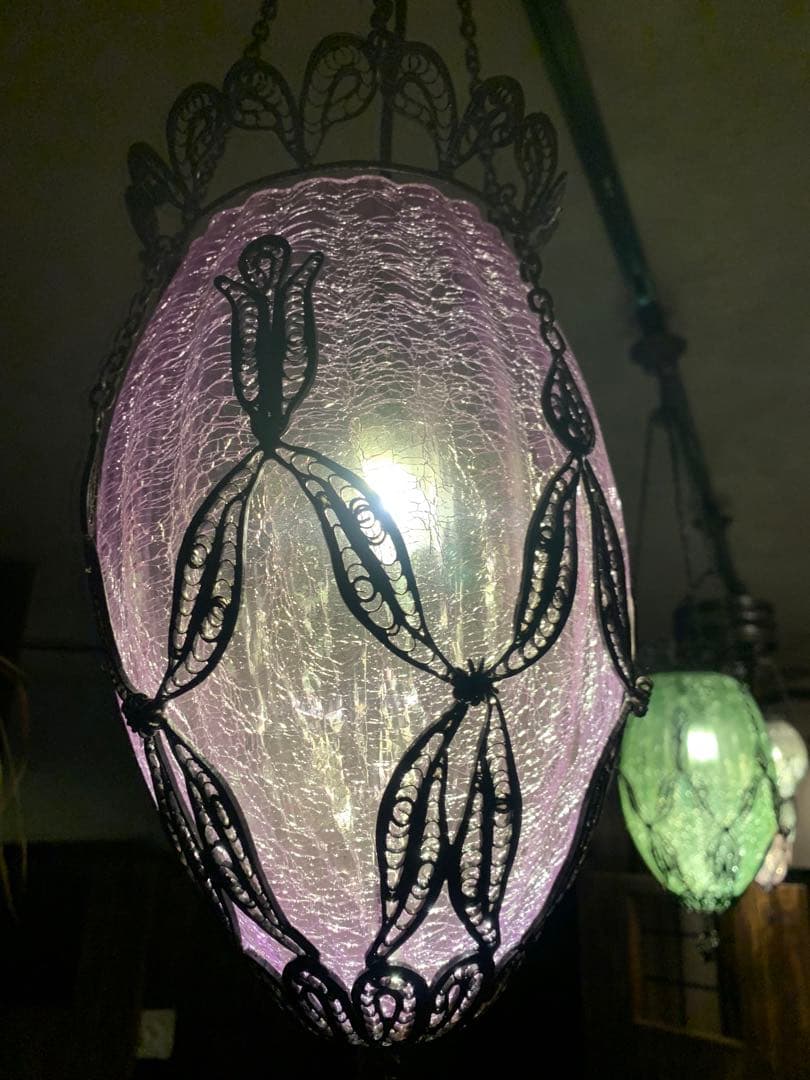 トルコランプ　クラックガラス　吊り下げ　シーリング