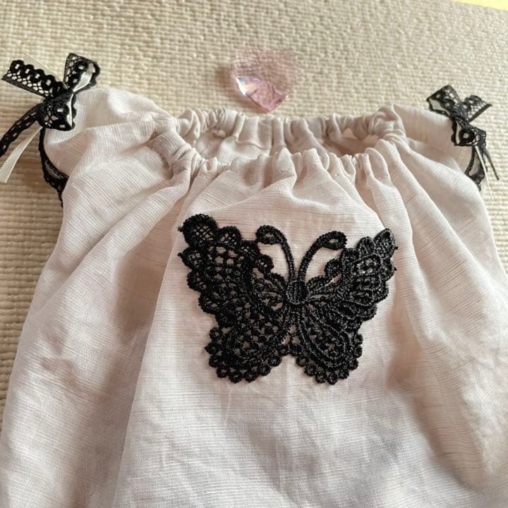 アイリッシュリネンの黒ちょうちょ　ハンドメイド犬服