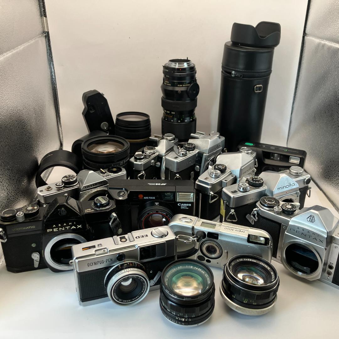 動作未確認・ジャンク、フィルムカメラ、レンズ、フードなど