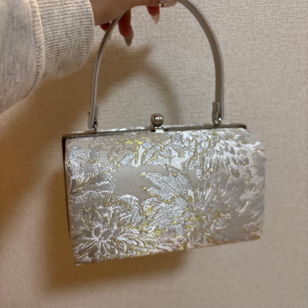 銀白洋菊 花柄和装用バッグと草履セット