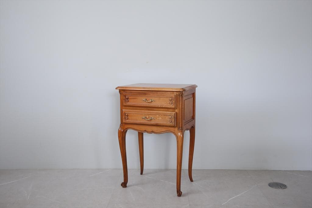 フランスアンティーク猫脚ナイトテーブル/木製キャビネット机飾り棚(82-195)