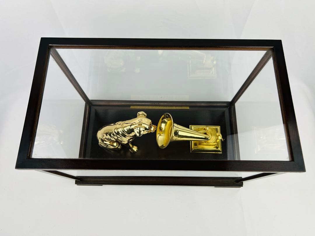 VICTOR ニッパー犬 ゴールド 蓄音機 創立50周年 置物　ガラスケース付き