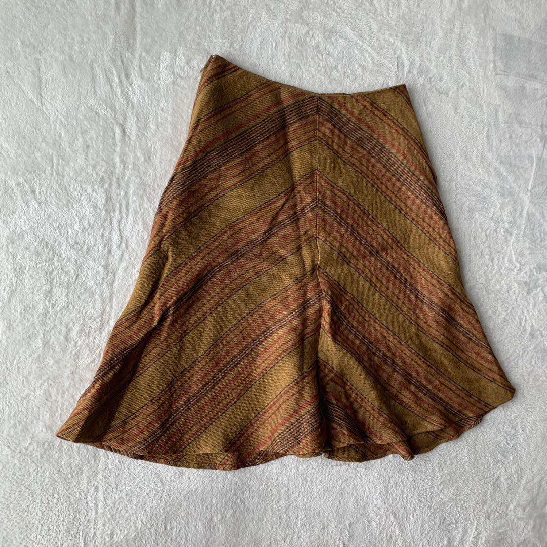 希少 RALPH LAUREN ラルフローレン リネン ストライプ スカート