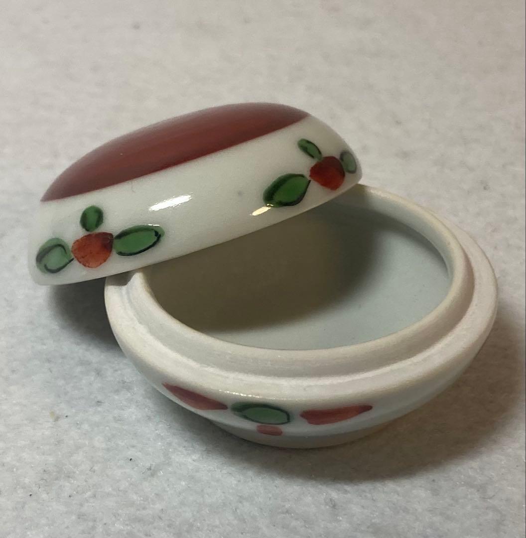 B412h「赤画 香合」清風与平造　共箱　京焼　湖山清風