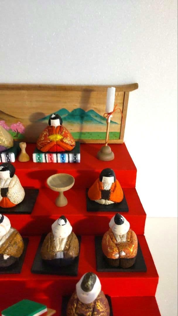 【昭和レトロ】風月雛　雛人形　豆雛　木目込み十五人飾り