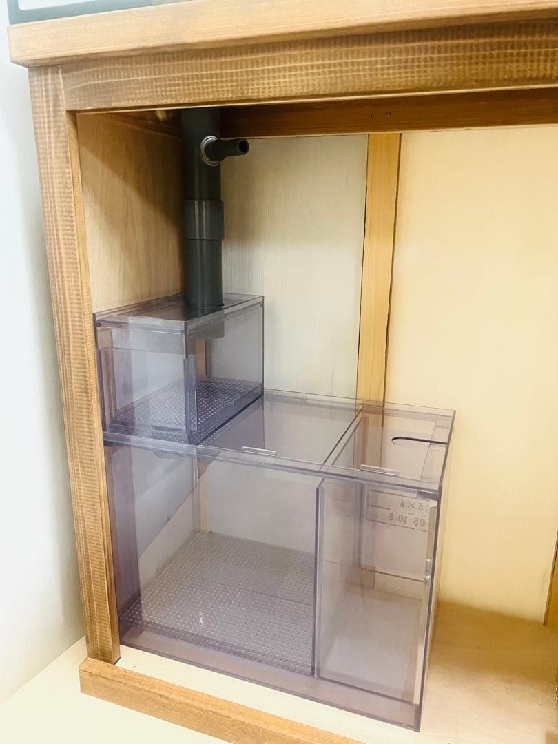 600×300×450オールガラスオーバーフロー水槽セット　ブラックシリコン