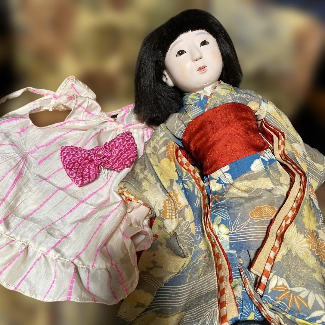 古い市松人形　１２号　４２ｃｍ　昭和初期　色白細面べっぴんさん