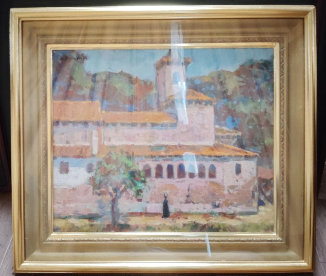 本日大特価‼️美品絵画油絵 人気画家青山誠一風景画北スペインロマネスクの僧院