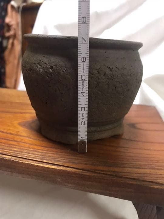 盆栽鉢　おまけ付き超時代のり手捻り焼き締め小品盆栽鉢名工泥珠正文1点物山野草