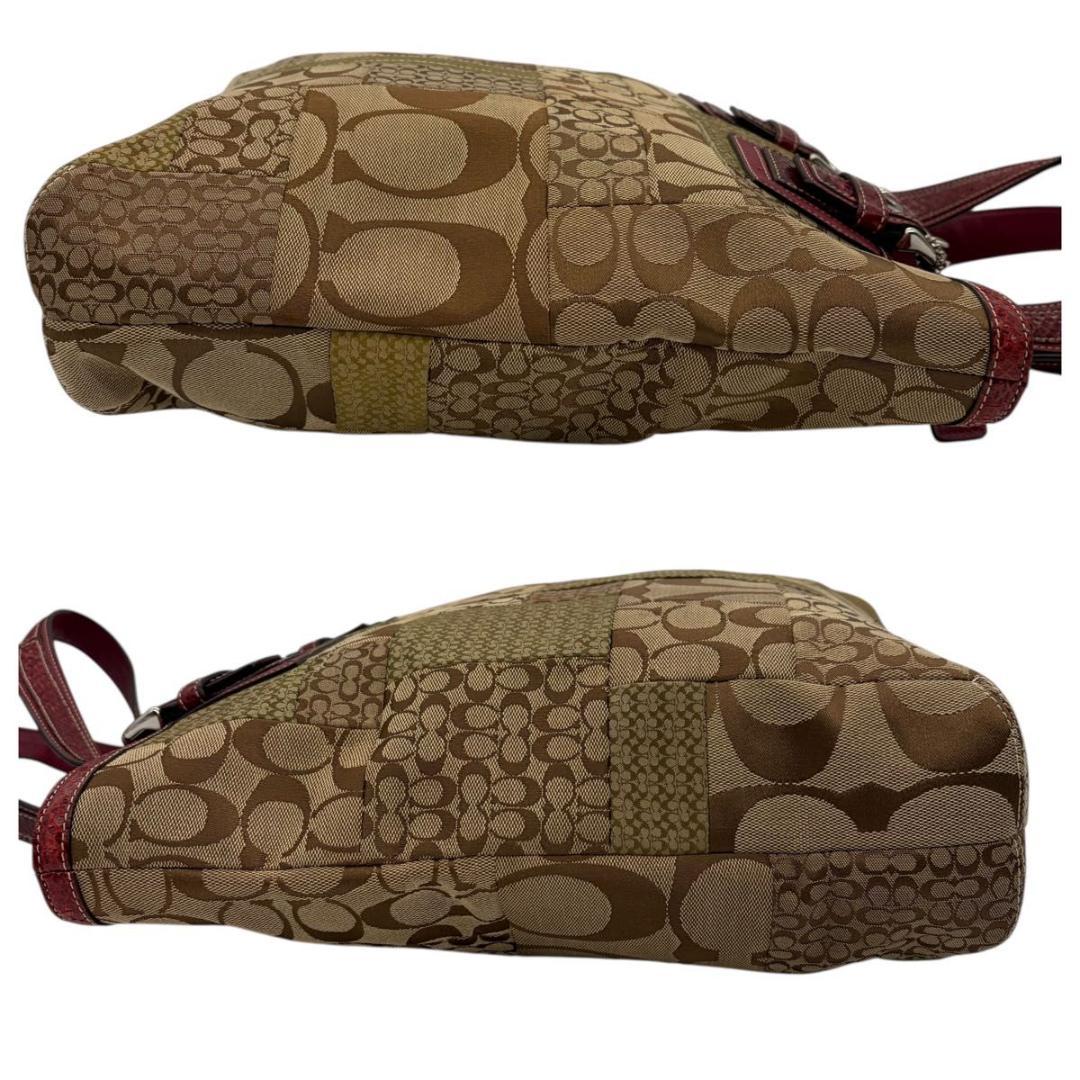 コーチ パッチワーク A4収納 ハンドバッグ シグネチャー キャンバス レザー