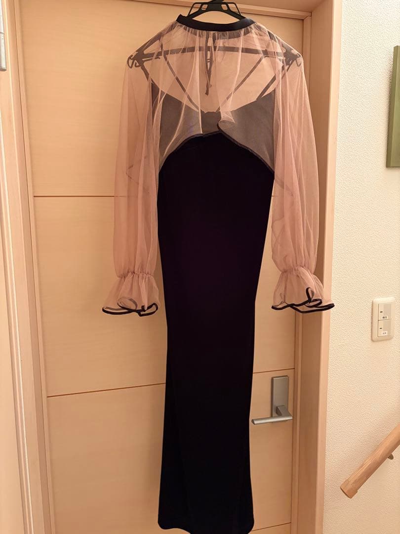 AMERI MANY WAY TULLE VEIL DRESS ベロア生地