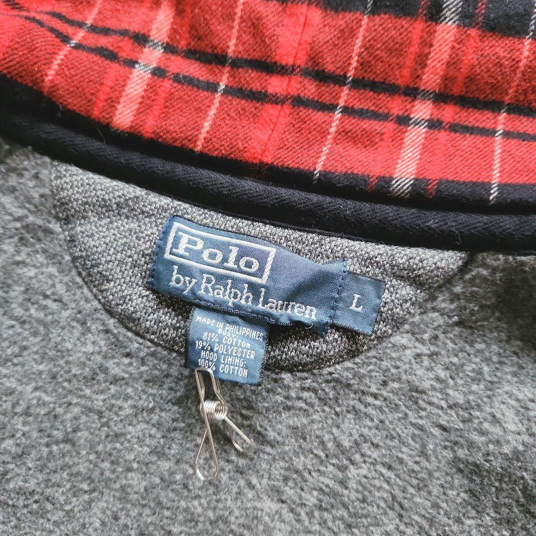 美品 ラルフローレン ジップパーカー ノルディック柄 グレー 裏地フリース Ｌ