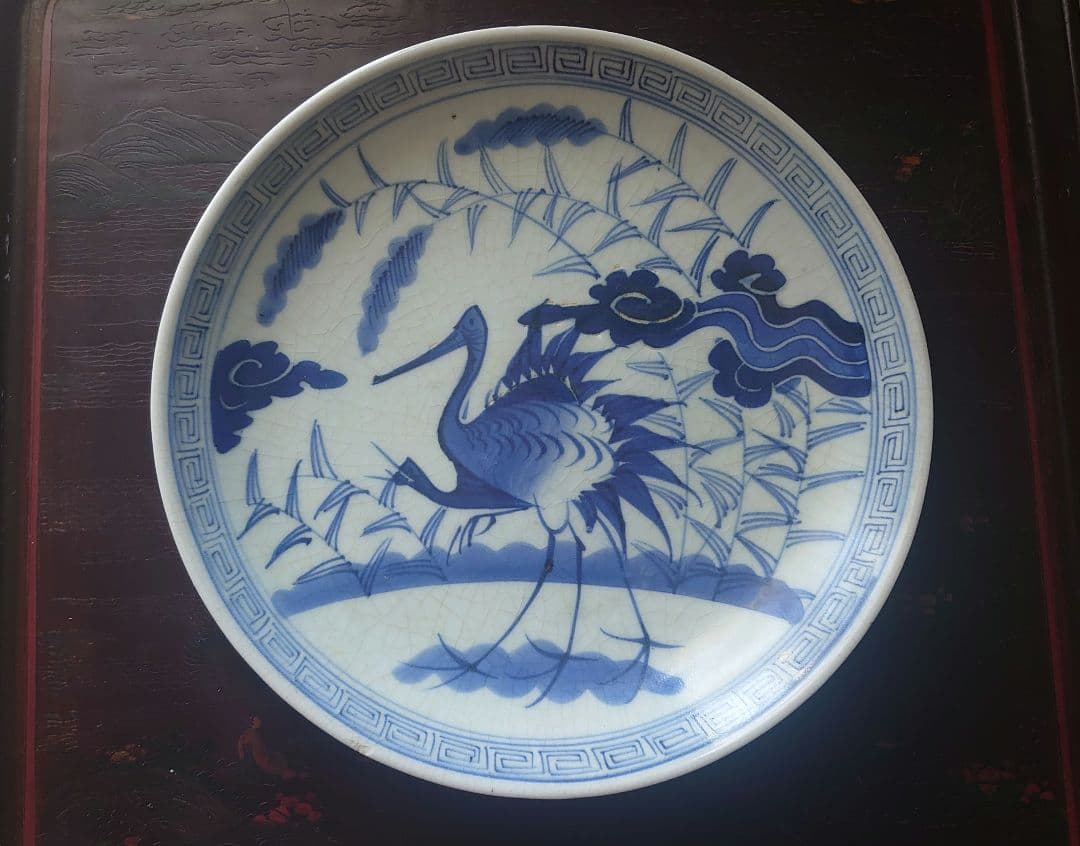 江戸 幕末 古伊万里 鷺 大皿