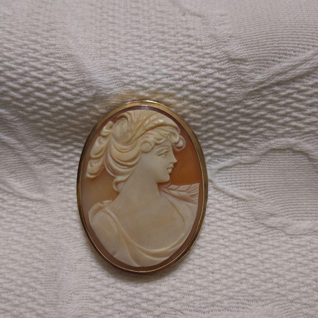 値下げました！K14カメオペンダントトップブローチ。