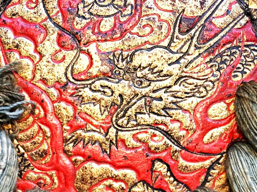 【 金唐革雲龍図連馬鈴 】　鉄鈴73個　江戸時代　資料館級